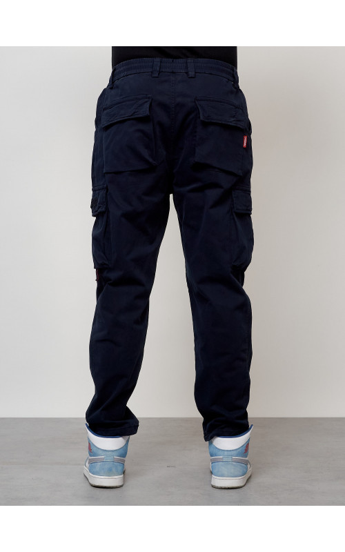 Мужские брюки карго с накладными карманами, тёмно-синие. в Тюмени