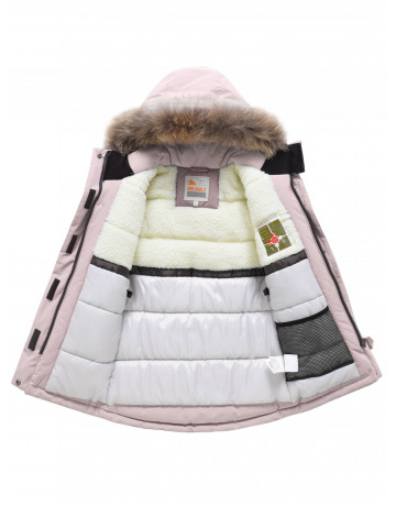 Зимняя парка для девочек розовая с капюшоном.