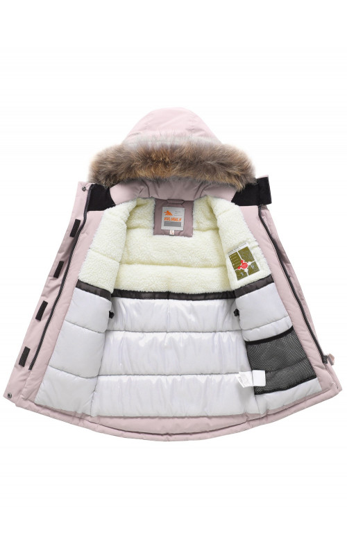 Зимняя парка для девочек розовая с капюшоном.