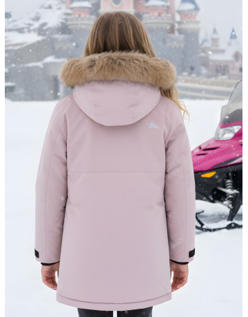 Зимняя парка для девочек розовая с капюшоном.